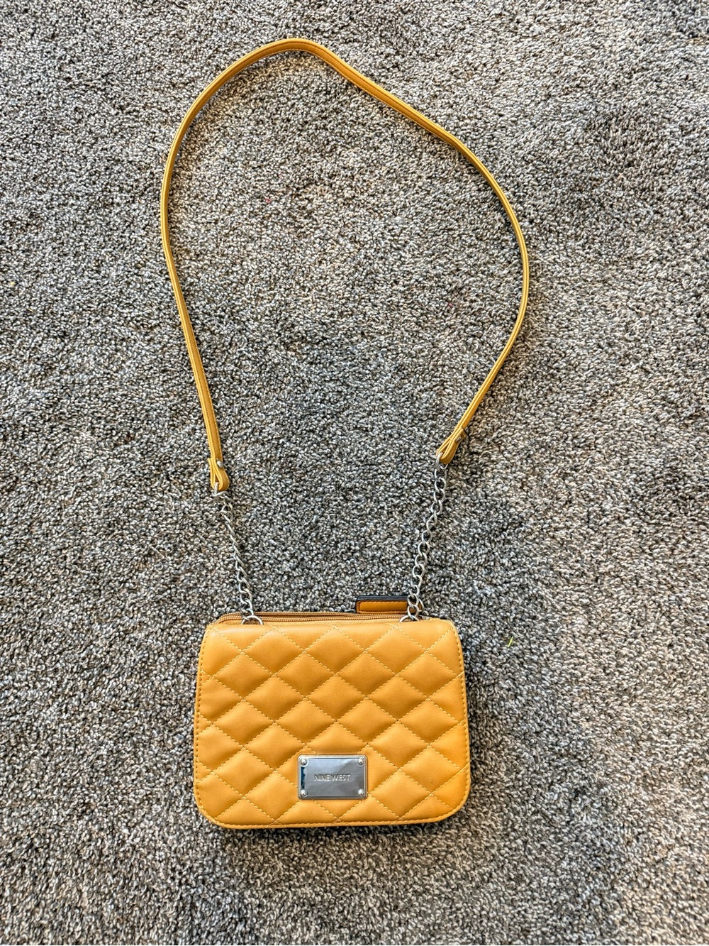 Nine West leather Mustard Yellow Crossbody with Chain Detai